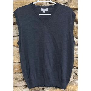 Men’s Toscano Firenze Italy Grey Merino wool v-neck Vest size Large